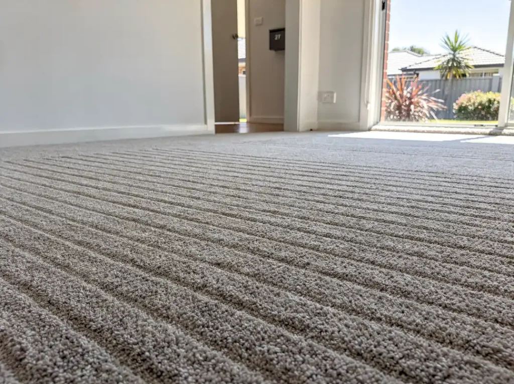 Freshly groomed plush carpet with crisp straight vacuum lines in Rockingham.